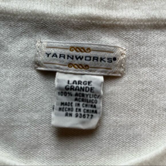 Yarnworks Sweater Beautiful cream color Large long sleeve pullover cardigan NWOT - Picture 3 of 8